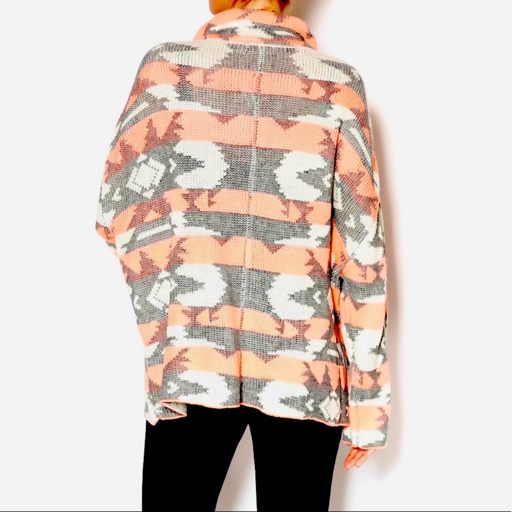 Blu Pepper Tribal knit cardigan sweater size Large